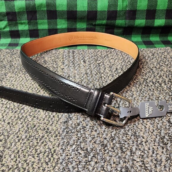 Allen Edmonds Manistee Brown Leather Belt Mens 34 | Silver Buckle - Picture 1 of 5